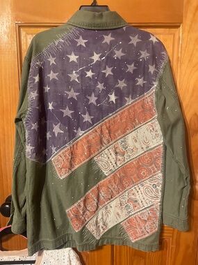 We The Free Olive Green Button-Front oversized military jacket